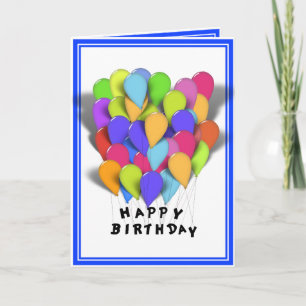 Carte Joyeux Ballons d'anniversaire pour garçon (Trim bl