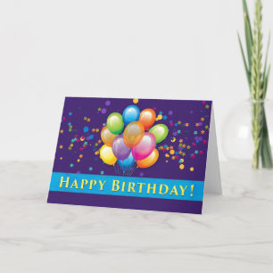 Carte Joyeux Ballons d'anniversaire - violet