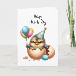 Carte Joyeux Ballons de chapeau d'OEuf Grumpy Bird