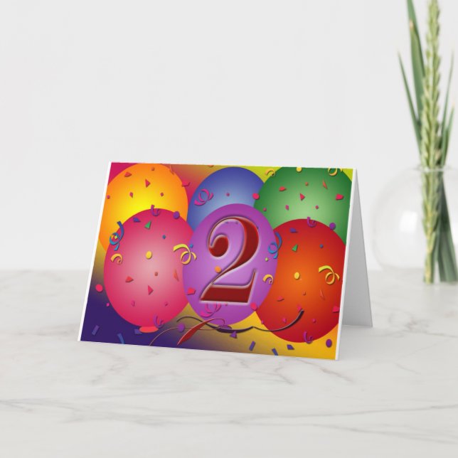 Carte Joyeux Ballons du 2ème anniversaire (Devant)