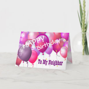Carte Joyeux Ballons roses d'anniversaire avec rôle VOIS
