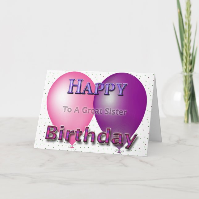 Carte Joyeux Ballons-soeurs d'anniversaire (Devant)