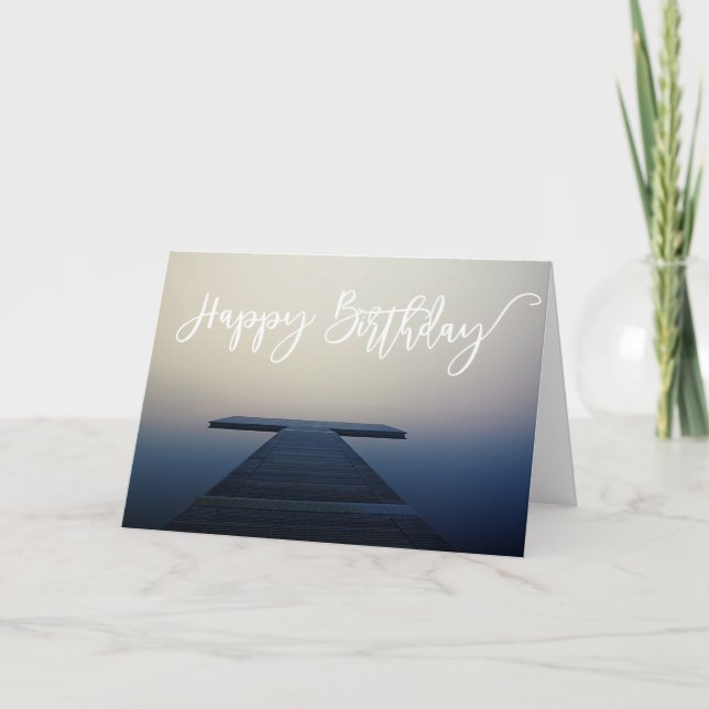 Carte Joyeux bateau d'Anniversaire Lake Dock (Devant)