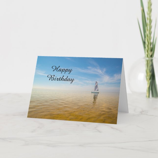 Carte Joyeux Birthday Card Sailboard thème (Devant)