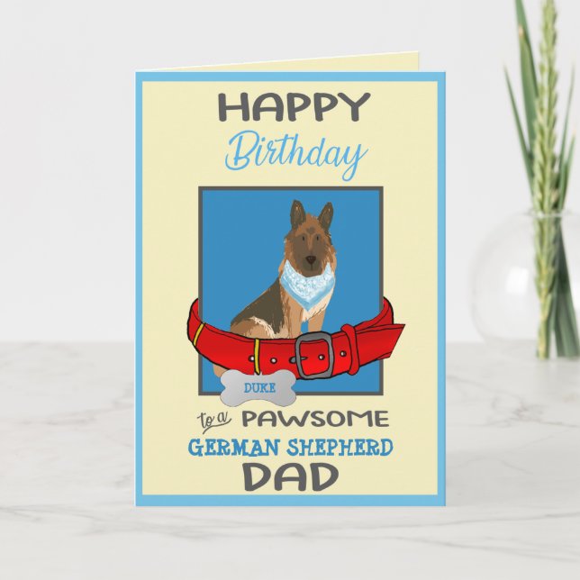Carte Joyeux Birthday Dog Daddy du berger allemand (Devant)
