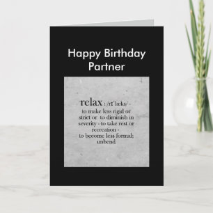 Carte Joyeux Birthday Partner Definition of Relax Humour
