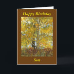 Carte "Joyeux Birthday Son"<br><div class="desc">I painted this in the fall,  they are two trees standing for years and years in my treeline. You can change the text to personalize it,  inside and out. The original painting is for sale on my site web: www.marymcandrew.com</div>