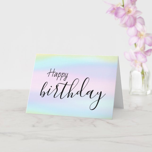 Carte Joyeux Birthday Watercolor Wash Script (Orchidée)