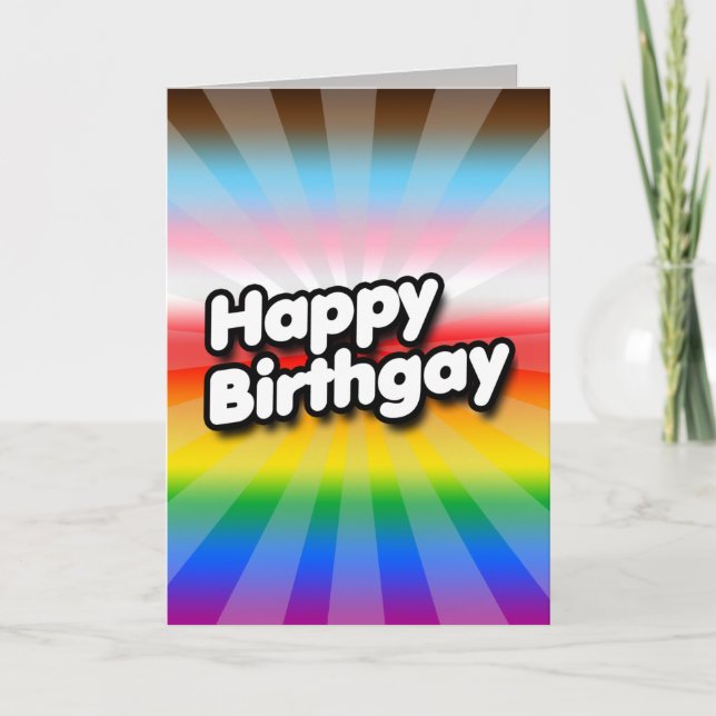 Carte Joyeux Birthgay (Fierté Progressiste) (Devant)