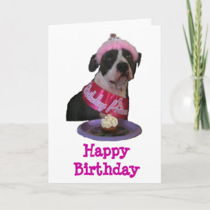 Carte Joyeux Bithday Pit Bull Princess