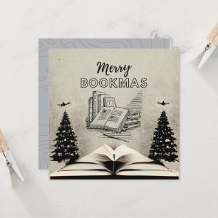 Carte Joyeux Bookmas   Amateur de livres de Noël v