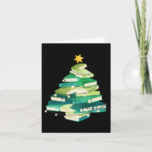 Carte Joyeux Bookmas Livres Sapin Amusement Amateur de L (Devant)