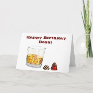 Carte Joyeux Boss D'Anniversaire Avec Whiskey Et Chocola