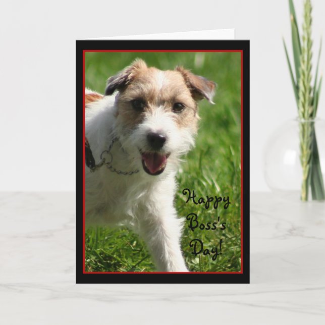 Carte Joyeux Boss Day Jack Russell (Devant)