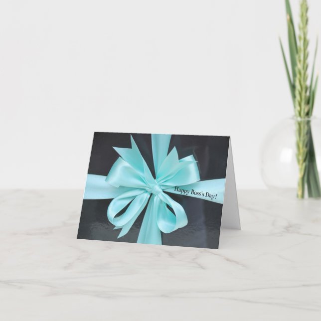 Carte Joyeux Boss's Day Blue ruban cadeau (Devant)