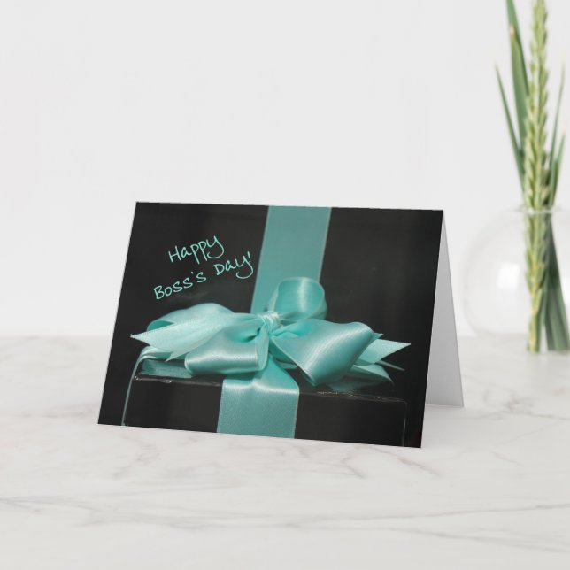 Carte Joyeux Boss's Day Blue ruban cadeau (Devant)