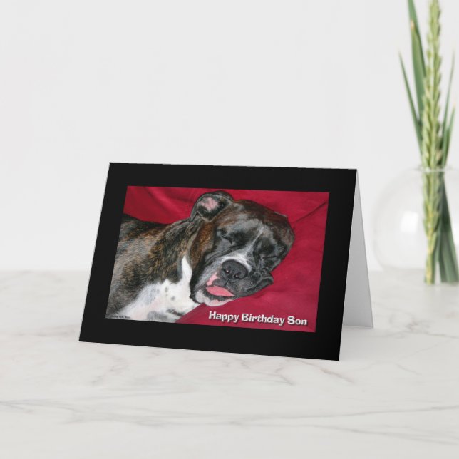 Carte Joyeux Boxer de couchage de fils d'anniversaire (Devant)