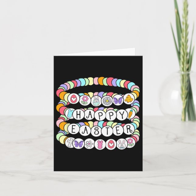 Carte Joyeux bracelet d'amitié coloré de Pâques (Devant)