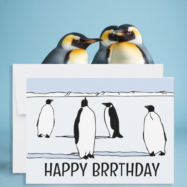 Carte Joyeux BRRthday Penguin Cool d'anniversaire d'hive (Créateur téléchargé)