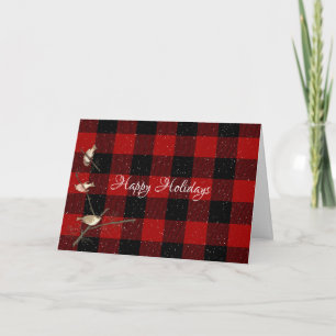Carte Joyeux buffle des oiseaux de vacances plaid