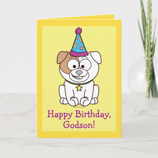 Carte Joyeux Bulldog d'anniversaire : Godson (Devant)