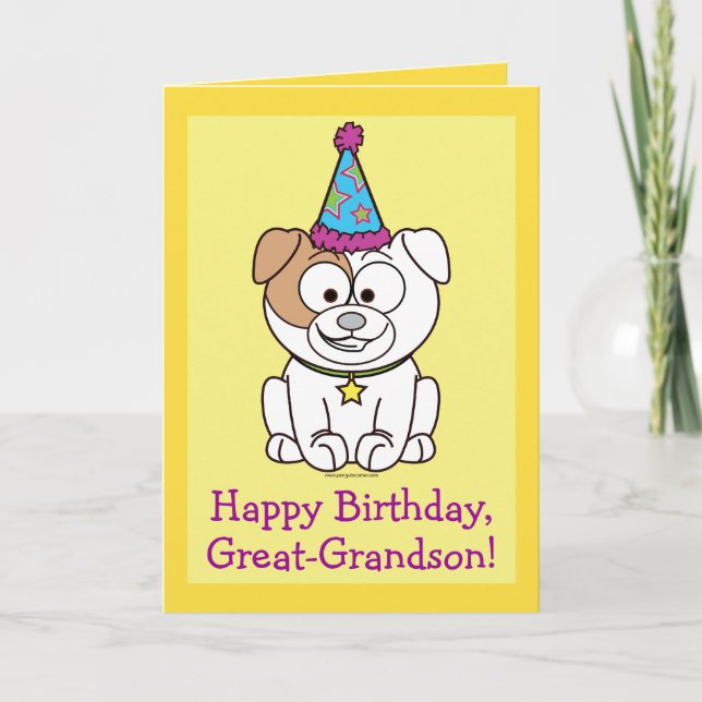 Carte Joyeux Bulldog pour l'anniversaire : Great-Grandso (Devant)