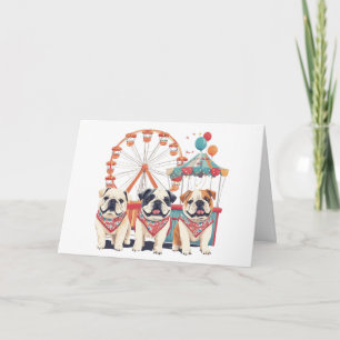 Carte Joyeux Bulldogs Anglais D'Anniversaire À Un Carnav