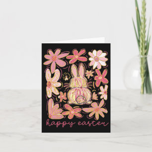 Carte Joyeux Bunny de Pâques Boho Coquette de Pâques Pin