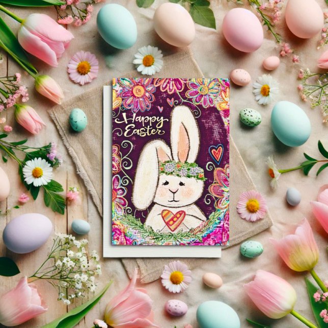 Carte Joyeux Bunny de Pâques mignonette amusant enfants  (Créateur téléchargé)