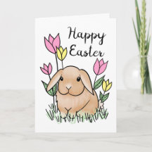 Joyeux Bunny de Pâques mignonnes fleurs de printem