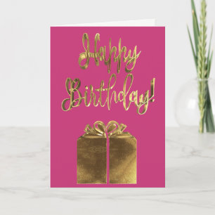 Carte Joyeux cadeau d'anniversaire Pink et Gold Look Typ