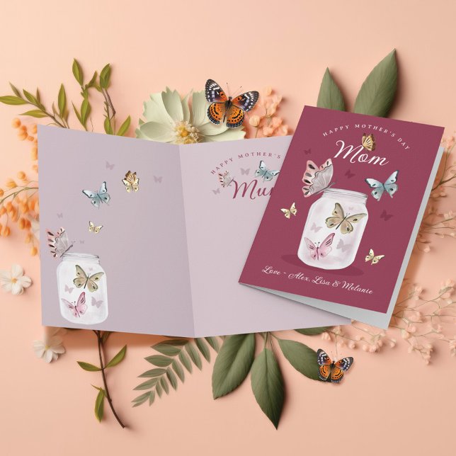 Carte Joyeux cadeau de la fête des mères maman Aquarelle (Happy Mother's Day Gift Mom Watercolor Butterflies Card)