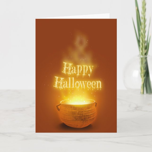 Carte Joyeux Caldron de la sorcière d'Halloween (Devant)