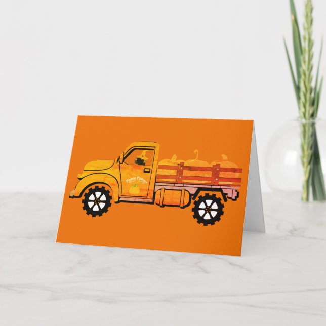 Carte Joyeux Camion Citrouille Halloween (Devant)