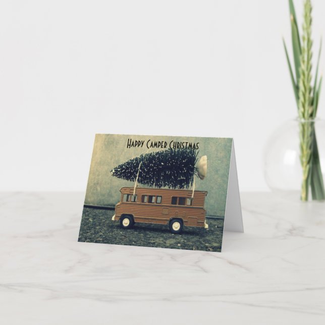 Carte Joyeux Camper Noël Arbre à pinceau (Devant)