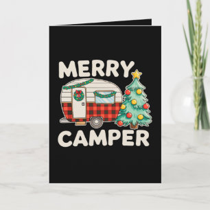 Carte Joyeux Campeur Noël Vintage Décor Arbre de Noël