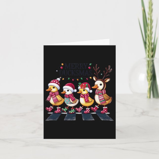 Carte Joyeux Canardmas Chapeau de Santa Drôle de Canards (Devant)