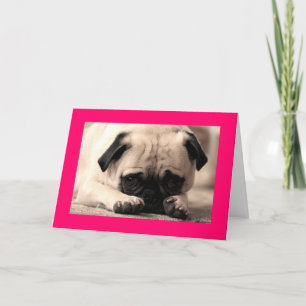 Carte Joyeux Carlin d'anniversaire Chien Chien rose Cart