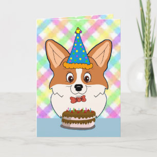 Carte Joyeux Cartoon de Corgi d'anniversaire