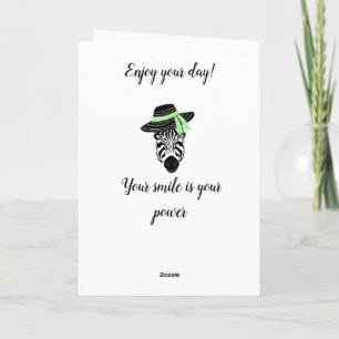 Carte Joyeux casquette d'anniversaire noir et blanc zèbr