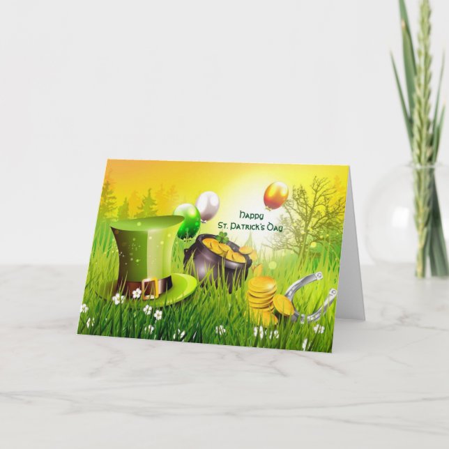 Carte Joyeux Casquette de la Saint Patrick et marmite d' (Devant)