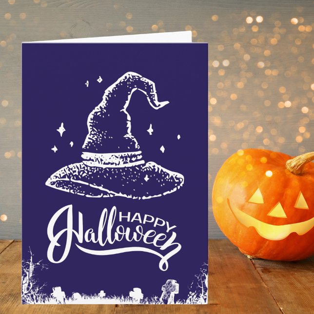 Carte Joyeux Casquette de sorcière Halloween et cimetièr (Créateur téléchargé)