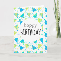 Carte Joyeux Casquettes du Blue Party d'anniversaire