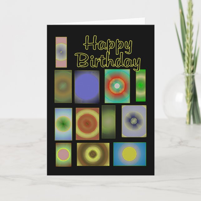 Carte Joyeux Cercles de Patchwork Birthdsy (Devant)