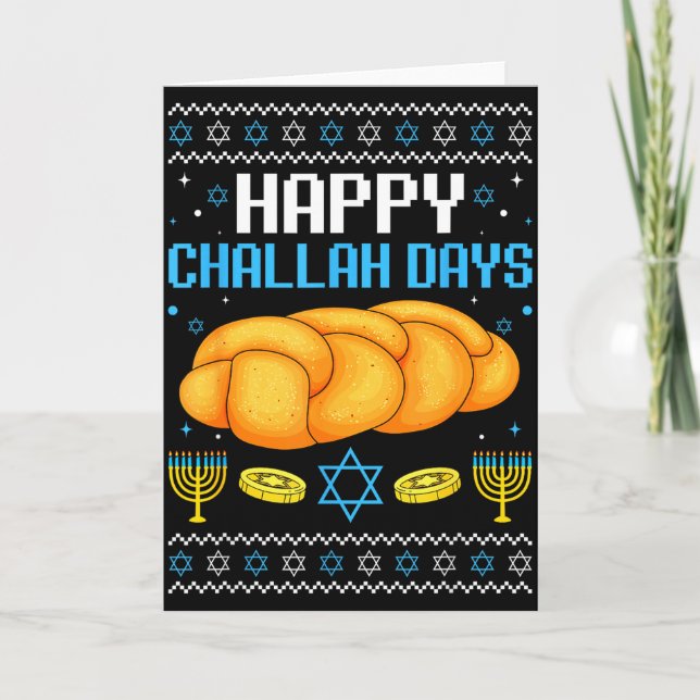 Carte Joyeux Challah Days Noël Ugly Hanukkah  (Devant)