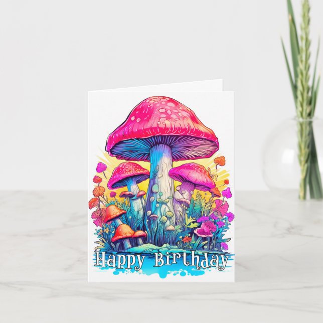 Carte Joyeux champignons magiques d'anniversaire (Devant)
