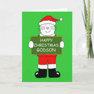 Carte Joyeux chapeau de Noël Godson en tenue Père Noël
