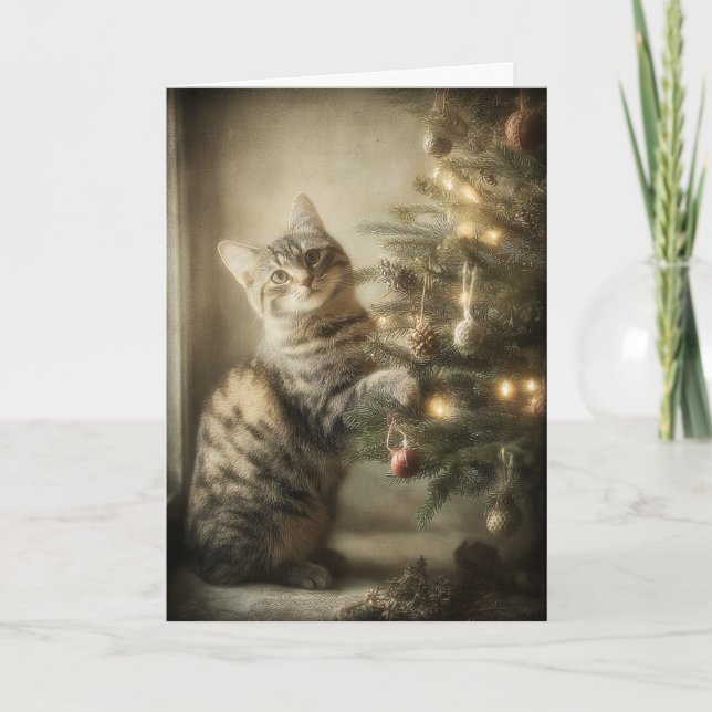 Carte Joyeux Chat de Noël (Devant)