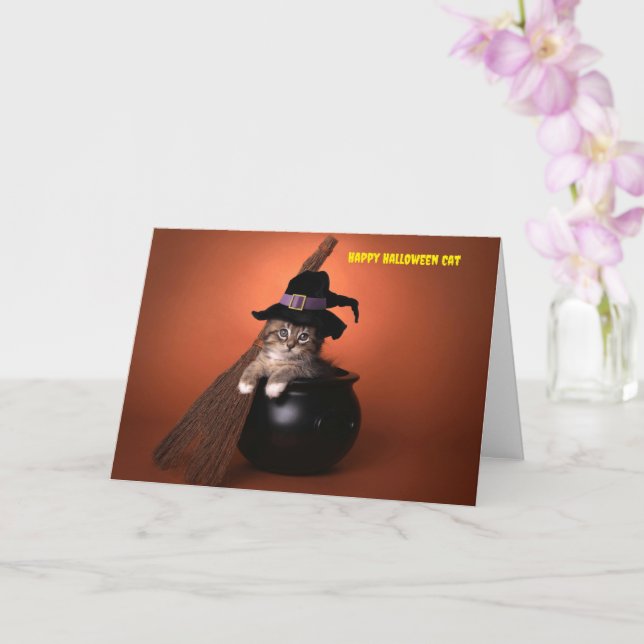 Carte Joyeux chat d'Halloween (Orchidée)