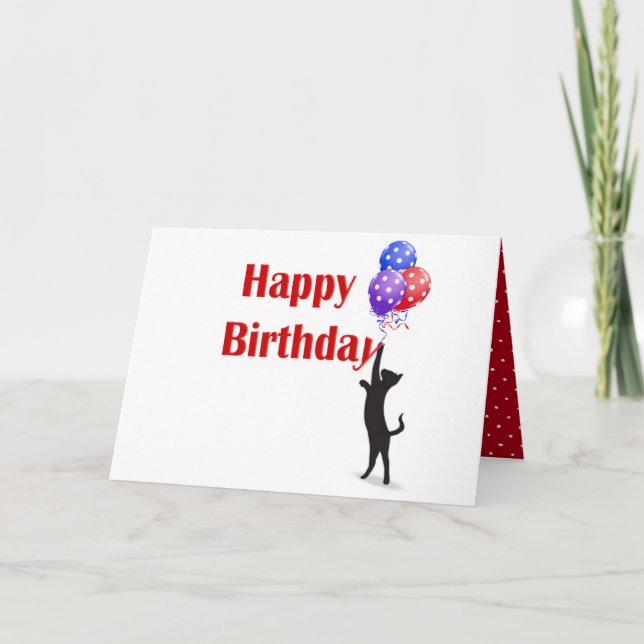 Carte Joyeux chat et ballons d'anniversaire (Devant)
